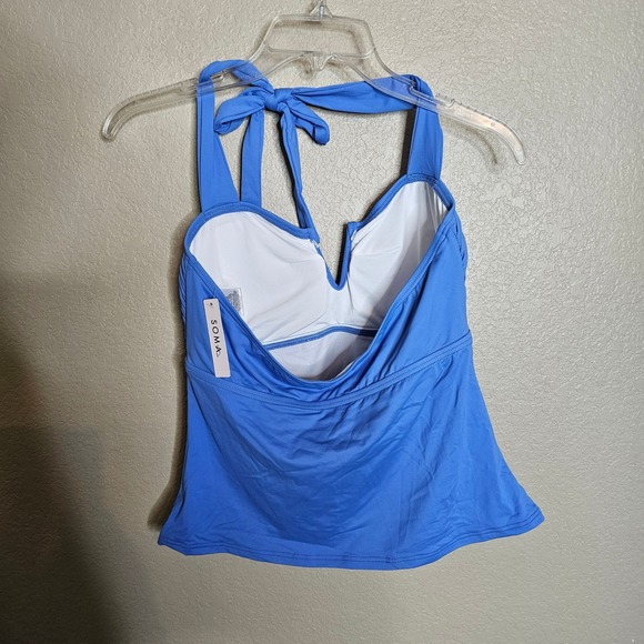 NWT SOMA Swim V Wire Halter Tankini French Blue Size M - Picture 6 of 8